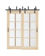 Kit de quincaillerie de porte coulissante 183 cm Acier Noir | Mobilier & Déco