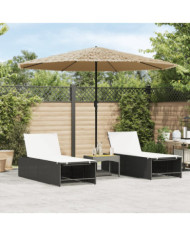 Parasol de jardin avec LED et mât en acier marron 324x324x247cm | Mobilier & Déco
