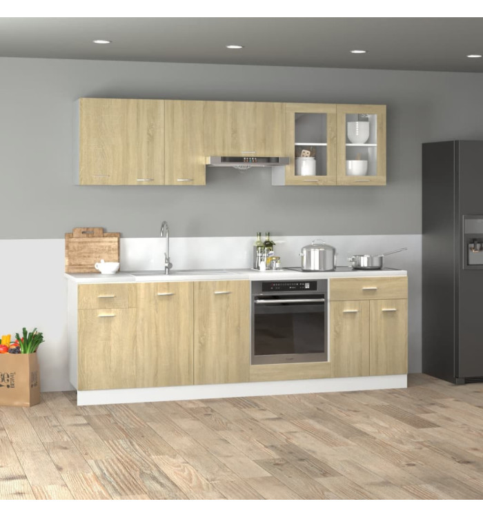 Ensemble d'armoires cuisine 8pcs "Lyon" chêne sonoma | Mobilier & Déco
