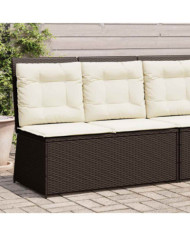 Banc inclinable de jardin avec coussins marron résine tressée | Mobilier & Déco