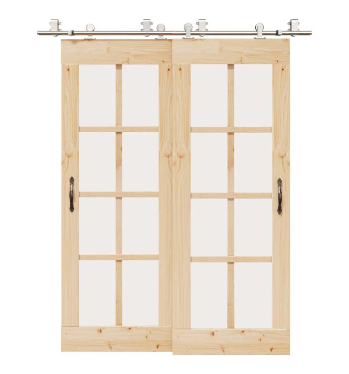 Kit fixation porte coulissante 183 cm Acier inoxydable Argenté | Mobilier & Déco