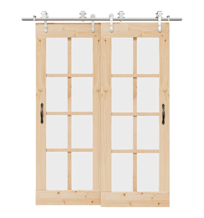 Kit fixation porte coulissante 183 cm Acier inoxydable Argenté | Mobilier & Déco