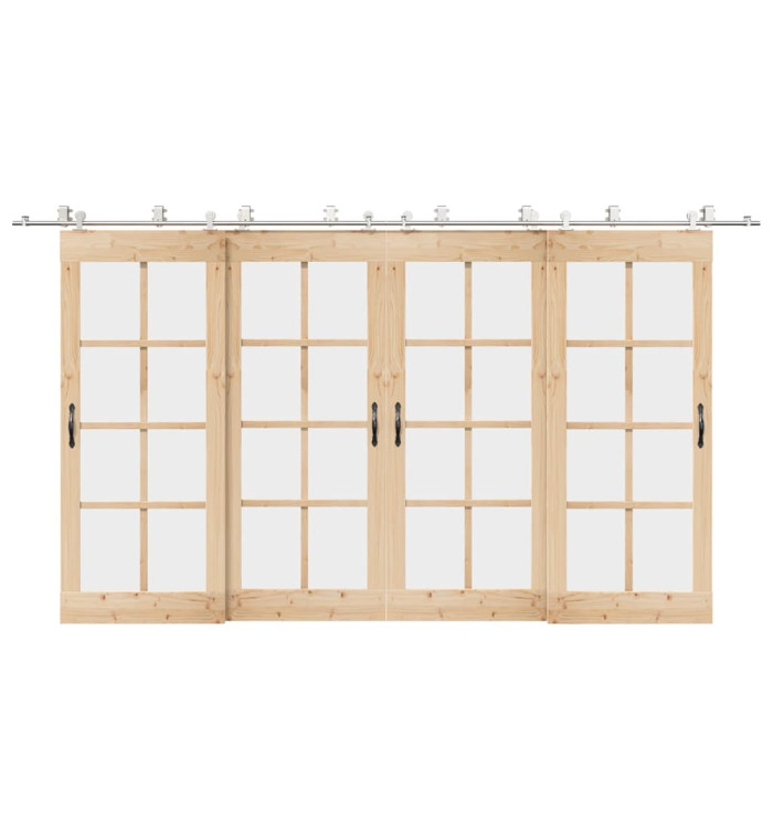 Kit fixation porte coulissante 400 cm Acier inoxydable Argenté | Mobilier & Déco