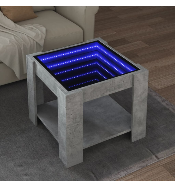Table basse avec LED gris béton 53x53x45 cm bois d'ingénierie | Mobilier & Déco