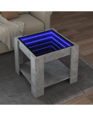 Table basse avec LED gris béton 53x53x45 cm bois d'ingénierie | Mobilier & Déco