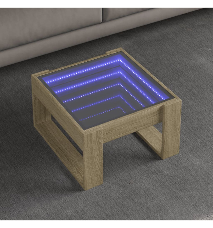 Table basse avec LED infini chêne sonoma 50x53x30 cm | Mobilier & Déco