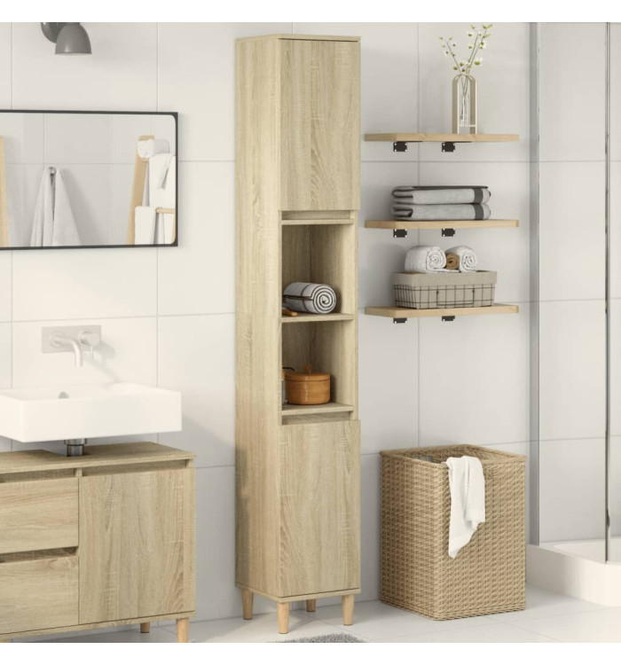 Armoire salle de bain chêne sonoma 30x30x190 cm | Mobilier & Déco