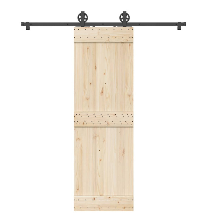 Kit de quincaillerie de porte coulissante 183 cm Acier Noir | Mobilier & Déco