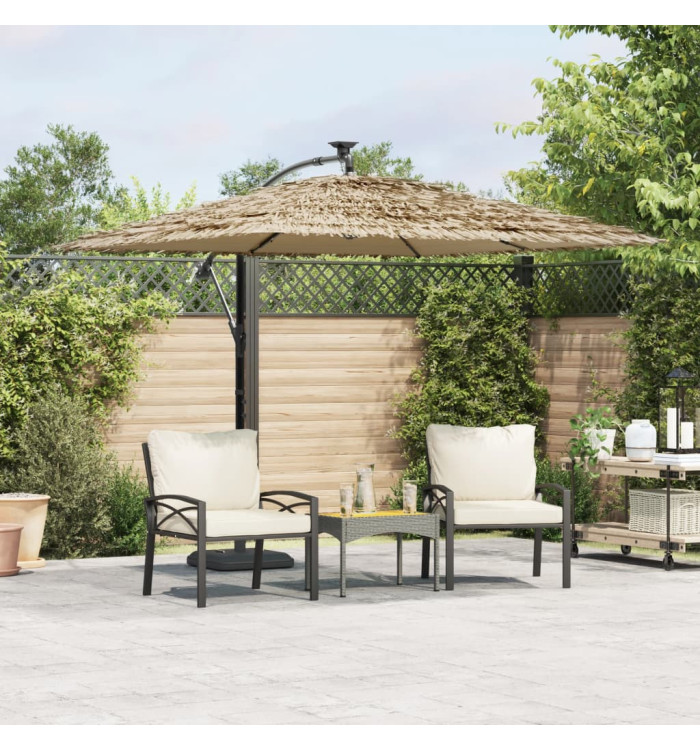 Parasol de jardin avec LED et mât en acier marron 246x246x230cm | Mobilier & Déco
