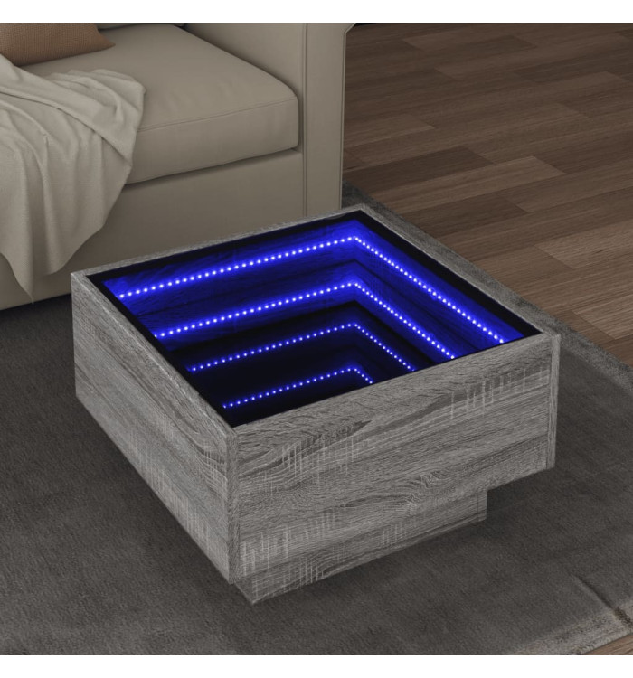 Table basse avec LED sonoma gris 50x50x30 cm bois d'ingénierie | Mobilier & Déco