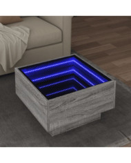 Table basse avec LED sonoma gris 50x50x30 cm bois d'ingénierie | Mobilier & Déco