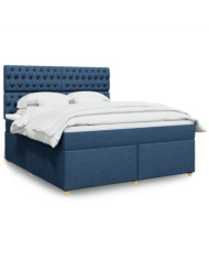 Sommier à lattes de lit avec matelas Bleu 180x200 cm Tissu | Mobilier & Déco