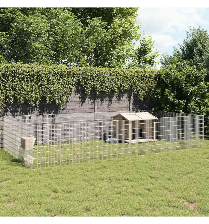 Enclos pour animaux en liberté 24panneaux 54x80cm fer galvanisé | Mobilier & Déco