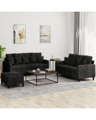 Ensemble de canapés 3 pcs avec coussins Noir Velours | Mobilier & Déco