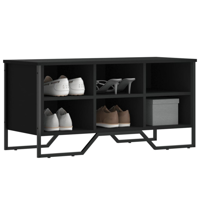 Armoire à chaussures noir 90x38x45,5 cm bois d'ingénierie | Mobilier & Déco