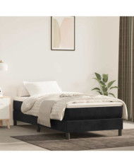 Matelas de lit à ressorts ensachés noir 80x220x20 cm velours | Mobilier & Déco