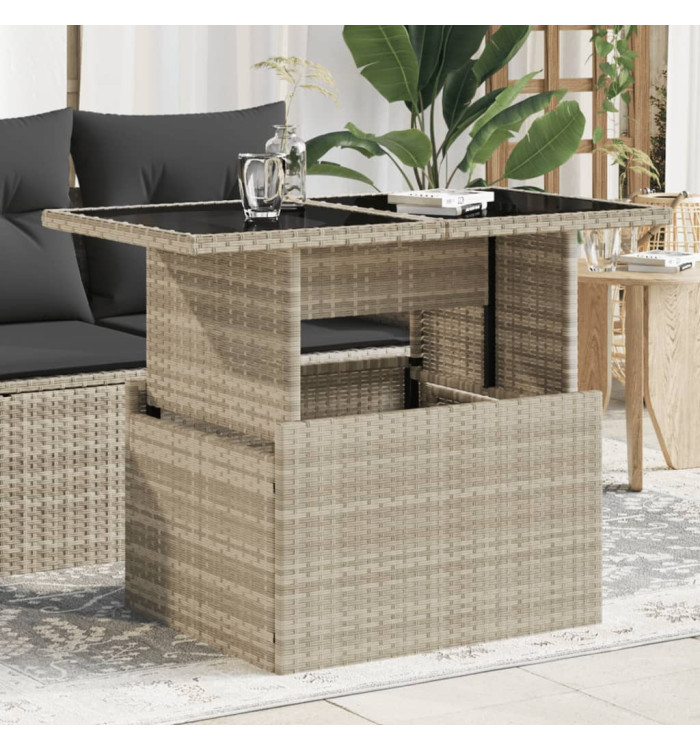 Table de jardin dessus en verre gris clair 100x55x73 cm rotin | Mobilier & Déco
