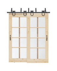 Kit de quincaillerie de porte coulissante 183 cm Acier Noir | Mobilier & Déco
