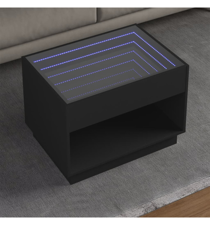 Table basse avec LED infini noir 70x50x50 cm | Mobilier & Déco