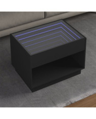 Table basse avec LED infini noir 70x50x50 cm | Mobilier & Déco