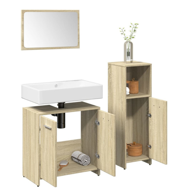 Ensemble de meubles de salle de bain 3 pcs chêne sonoma | Mobilier & Déco