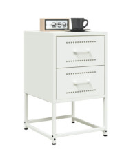 Tables de chevet 2 pcs blanc 36x39x60,5 cm acier | Mobilier & Déco