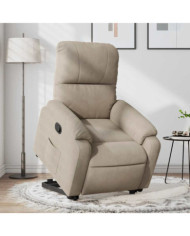 Fauteuil inclinable taupe tissu microfibre | Mobilier & Déco
