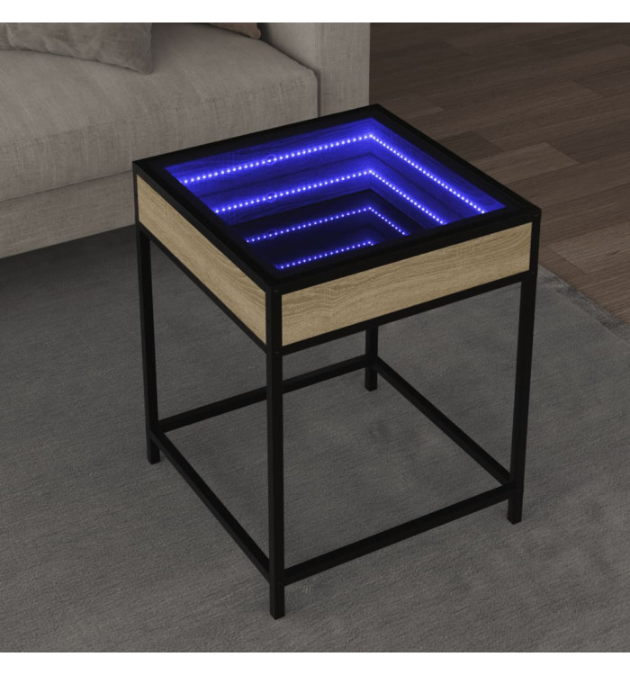 Table basse avec LED Infinity chêne sonoma 40x40x51 cm | Mobilier & Déco