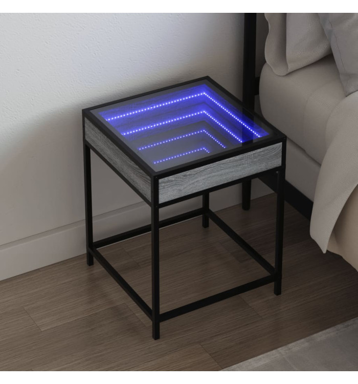 Table de chevet avec LED infini sonoma gris 40x40x51 cm | Mobilier & Déco