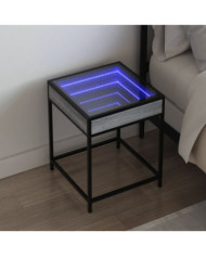 Table de chevet avec LED infini sonoma gris 40x40x51 cm | Mobilier & Déco