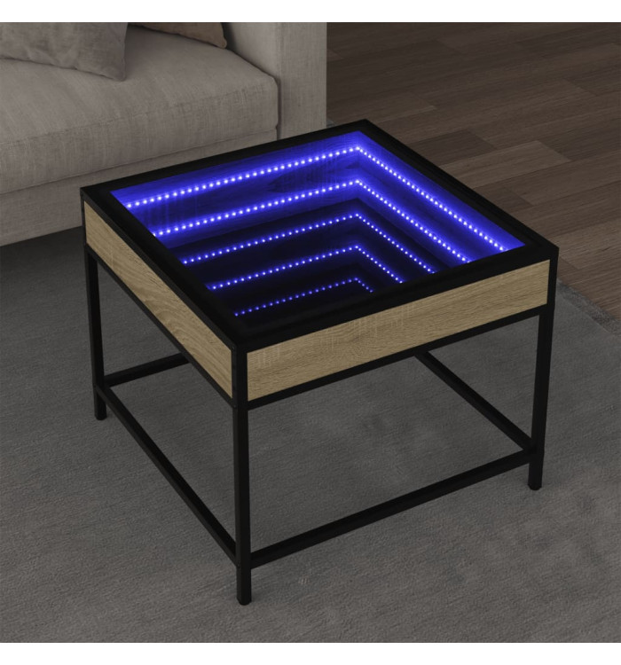 Table basse avec LED infini chêne sonoma 50x50x41 cm | Mobilier & Déco
