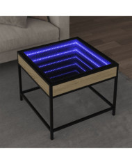 Table basse avec LED infini chêne sonoma 50x50x41 cm | Mobilier & Déco