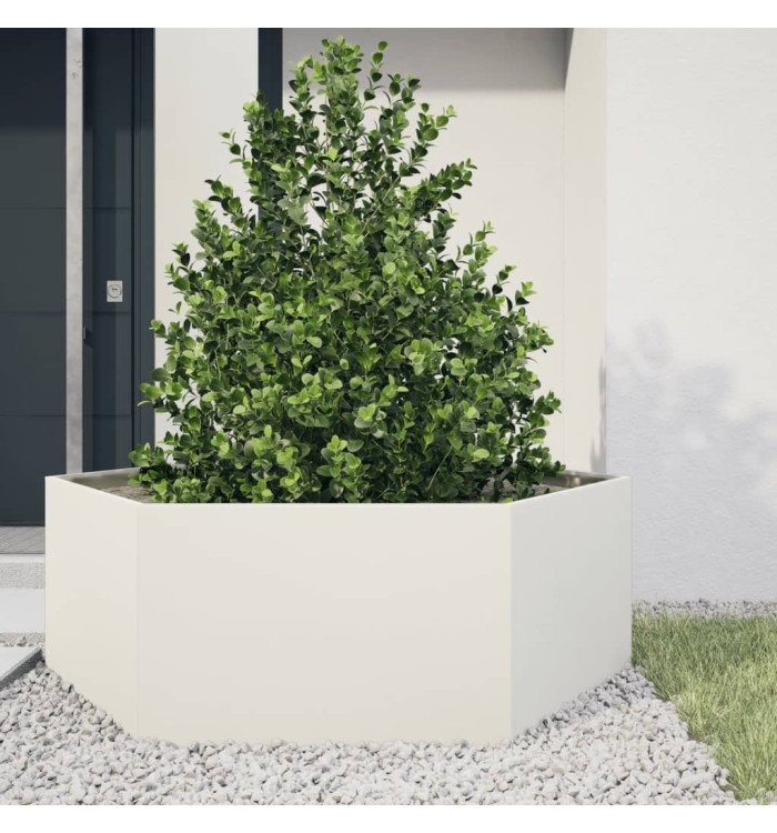 Jardinière blanc hexagone 138x120x45 cm acier | Mobilier & Déco