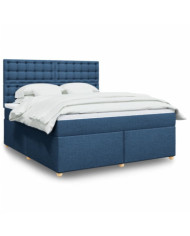 Sommier à lattes de lit avec matelas Bleu 180x200 cm Tissu | Mobilier & Déco
