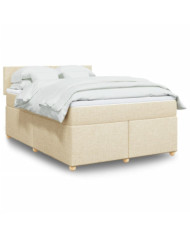 Sommier à lattes de lit avec matelas Crème 140x190 cm Tissu | Mobilier & Déco