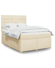 Sommier à lattes de lit avec matelas Crème 140x190 cm Tissu | Mobilier & Déco