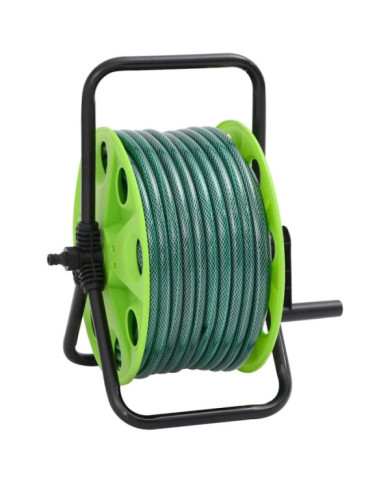 Enrouleur de tuyau vert sur pied avec jeu de raccords de tuyaux | Mobilier & Déco
