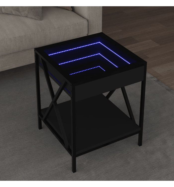 Table basse avec LED Infinity noir 40x40x49 cm | Mobilier & Déco