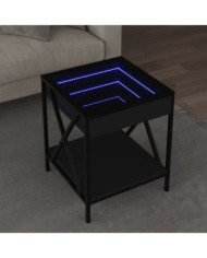 Table basse avec LED Infinity noir 40x40x49 cm | Mobilier & Déco
