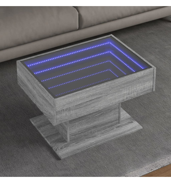 Table basse avec LED sonoma gris 70x50x45 cm bois d'ingénierie | Mobilier & Déco