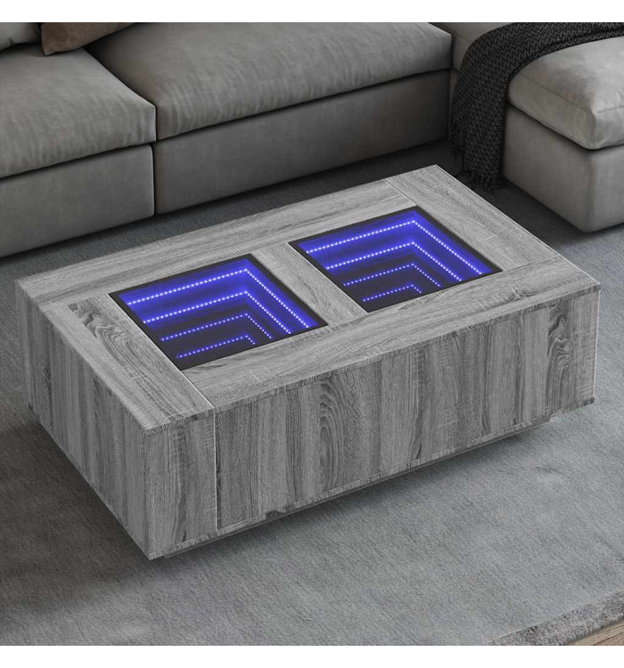 Table basse avec LED infini sonoma gris 116x69x40 cm | Mobilier & Déco