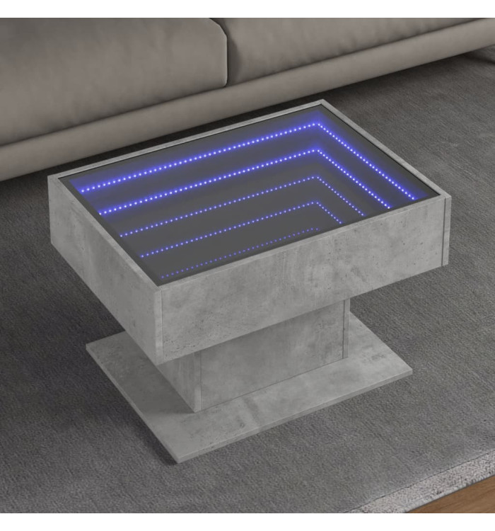 Table basse avec LED gris béton 70x50x45 cm bois d'ingénierie | Mobilier & Déco