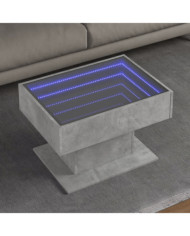 Table basse avec LED gris béton 70x50x45 cm bois d'ingénierie | Mobilier & Déco