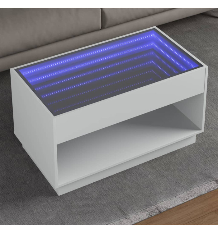 Table basse avec LED infini blanc 90x50x50 cm | Mobilier & Déco
