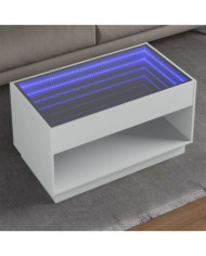 Table basse avec LED infini blanc 90x50x50 cm | Mobilier & Déco