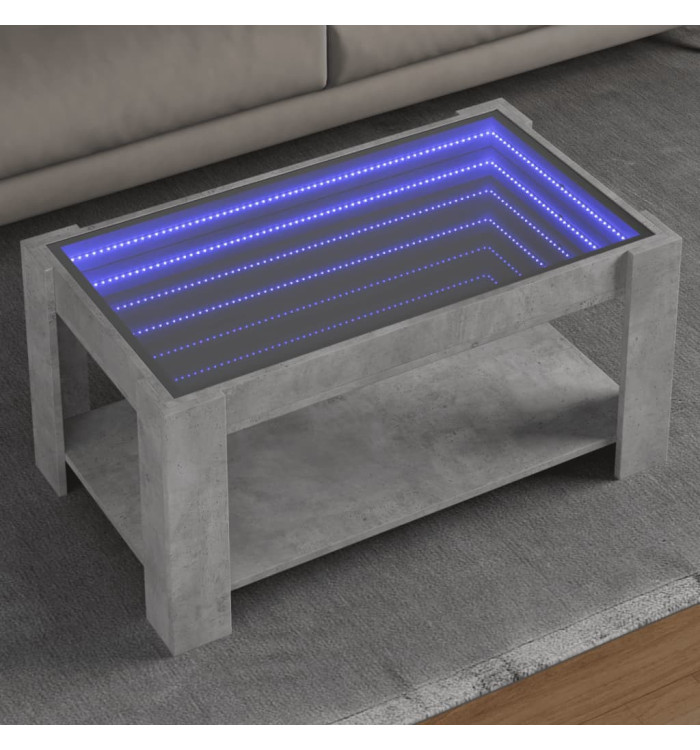 Table basse avec LED gris béton 93x53x45 cm bois d'ingénierie | Mobilier & Déco