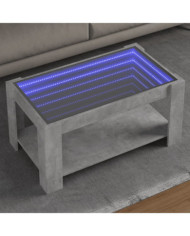 Table basse avec LED gris béton 93x53x45 cm bois d'ingénierie | Mobilier & Déco