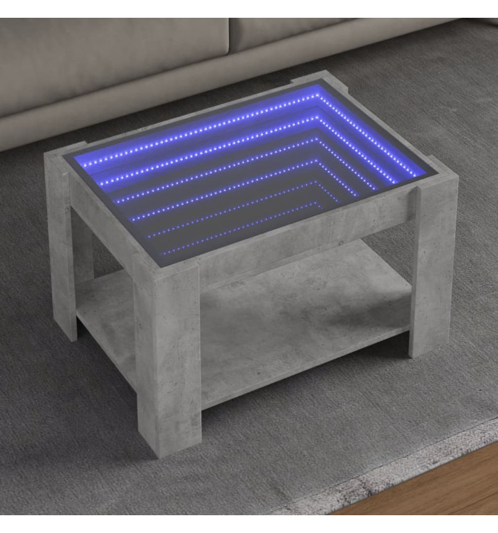 Table basse avec LED gris béton 73x53x45 cm bois d'ingénierie | Mobilier & Déco