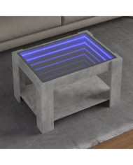 Table basse avec LED gris béton 73x53x45 cm bois d'ingénierie | Mobilier & Déco