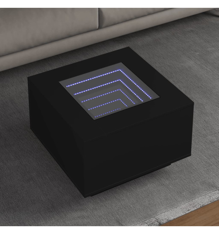 Table basse avec LED noir 60x60x40 cm bois d'ingénierie | Mobilier & Déco